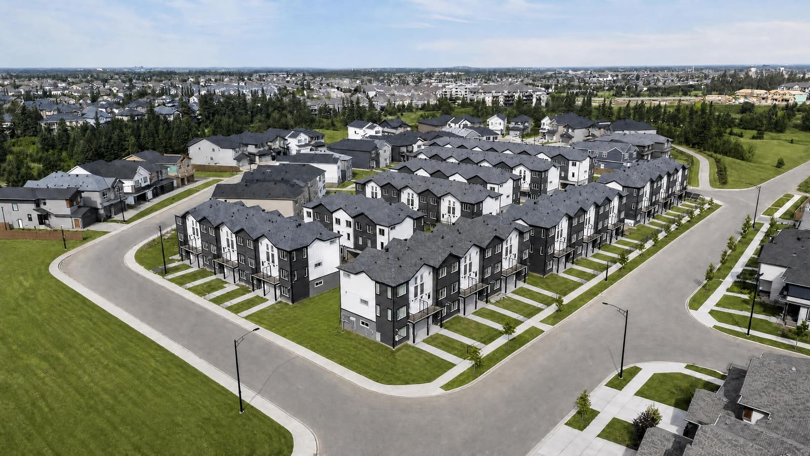 Aerial view over the community and surrounding Cavanagh neighbourhood